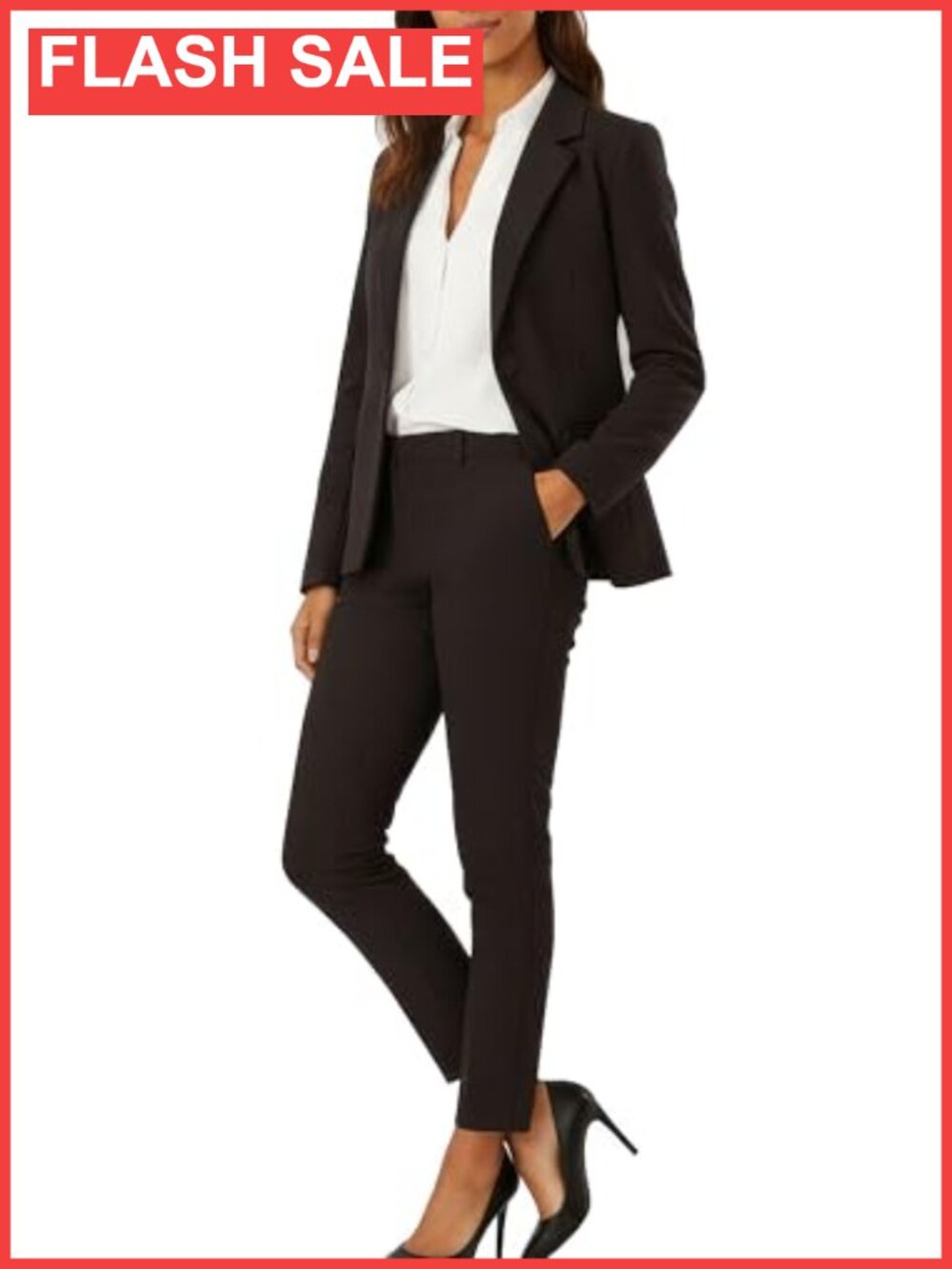Women's Two Piece Pantsuit Stretch Business Blazer Pant Set